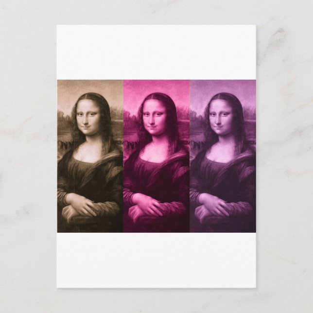 Carte Postale Chocolat rose violet Mona Lisa (Devant)