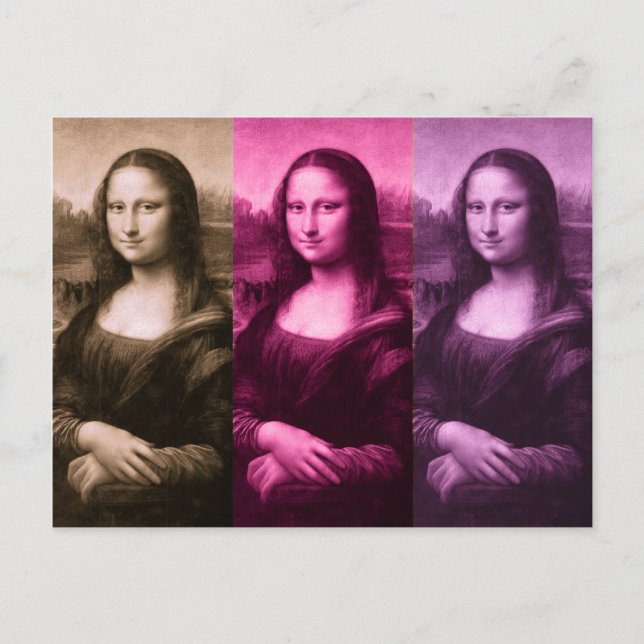 Carte Postale Chocolat rose violet Mona Lisa (Devant)