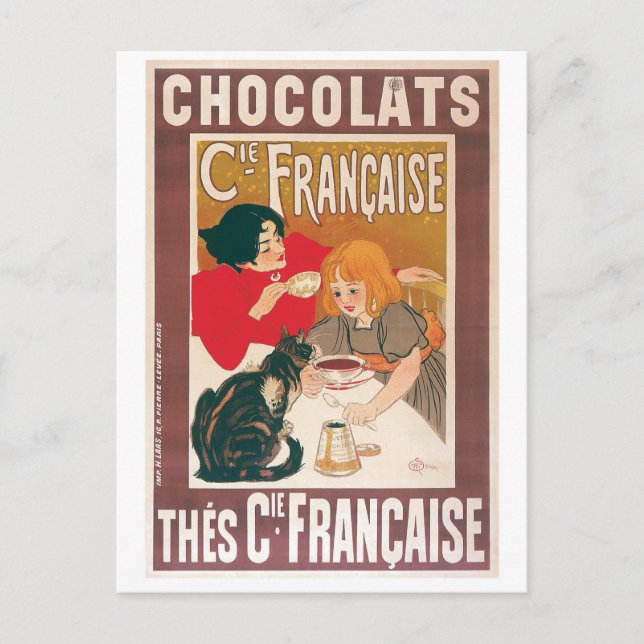 Carte Postale Chocolat ~ Vintage Hot Chocolate Boire Ad (Devant)