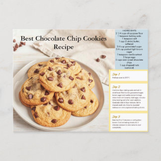 Carte Postale Chocolate Chip Cookie Recipe Postcard