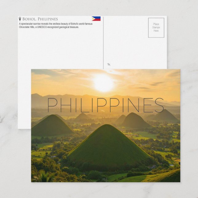Carte Postale Chocolate Hills, Bohol, Philippines Voyage (Devant / Derrière)
