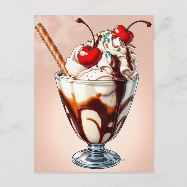 Carte Postale Chocolate Ice Cream Sundae with Sprinkles   (Devant)