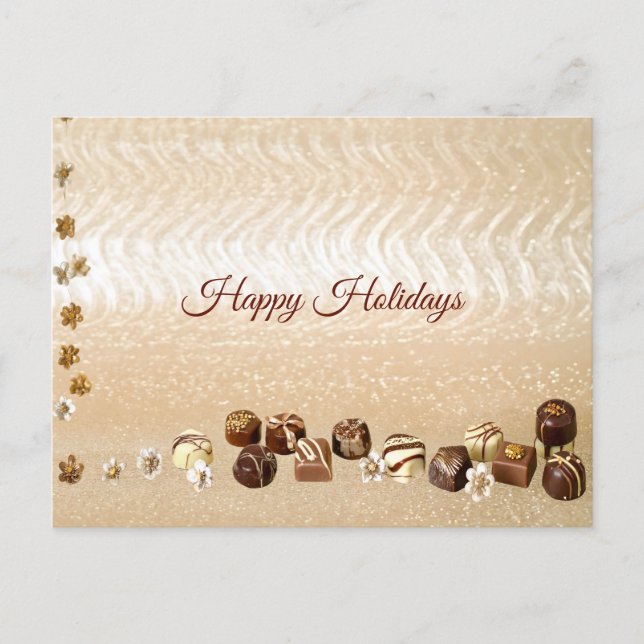 Carte Postale Chocolats assortis avec fleurs décoratives (Devant)