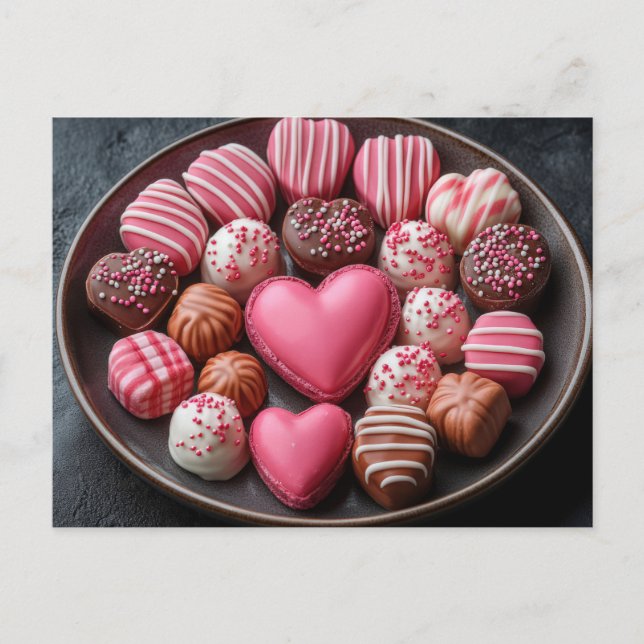 Carte Postale Chocolats de chocolat Saint-Valentin (Devant)
