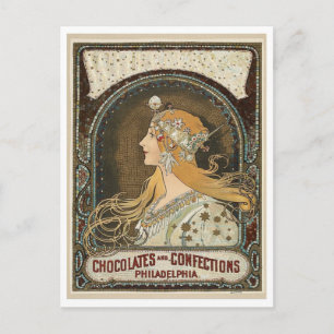 Carte postale - Chocolats et friandises Art Nouvea
