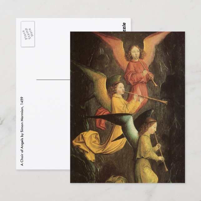 Carte Postale Chœur d'anges par Simon Marmion, Art de la Renaiss (Devant / Derrière)