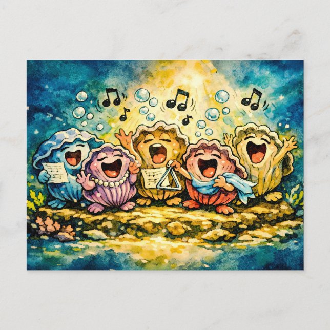Carte Postale Chœur de moules chantantes dessin animé   (Devant)