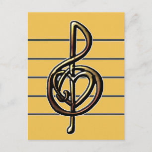 Carte Postale Choisir une couleur Embossée Look Treble Clef et H