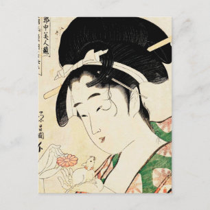 Carte Postale Chokosai Eisho - Jeune femme avec souris