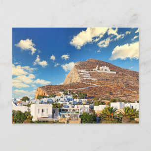 Carte Postale Chora avec l'église Panagia à Folegandros