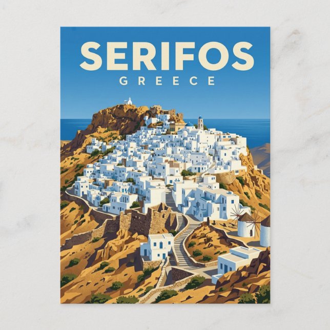 Carte Postale Chora de Sérifos, Sérifos Grèce (Devant)