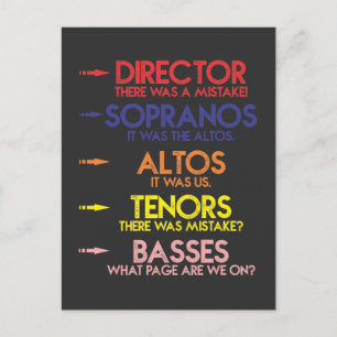 Carte Postale Chorale de musique amusante chanter Hommes Enfants