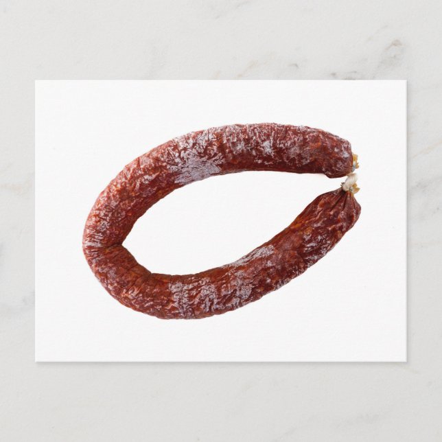 Carte Postale Chorizo saucisse isolée comme coupée (Devant)