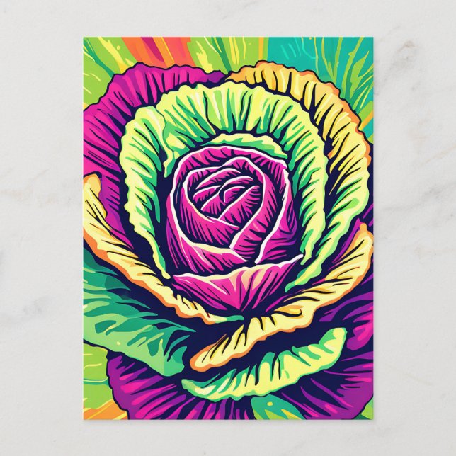 Carte Postale Chou Frisé Pop Art Vibrant (Devant)