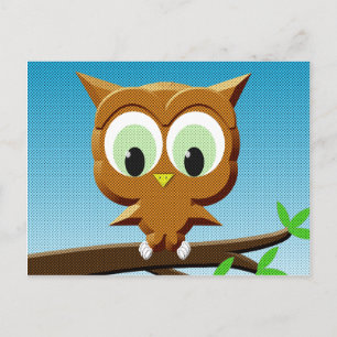 Carte Postale Chouette à caricature au papier