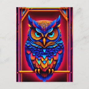Carte Postale Chouette Abstraite couleur