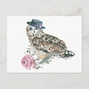 Carte Postale Chouette aquarelle