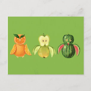 Carte Postale Chouette aux fruits