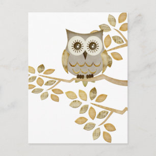 Carte Postale Chouette aux yeux larges dans l'arbre