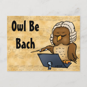 Carte Postale Chouette Be Bach Drôle Owl Cartoon