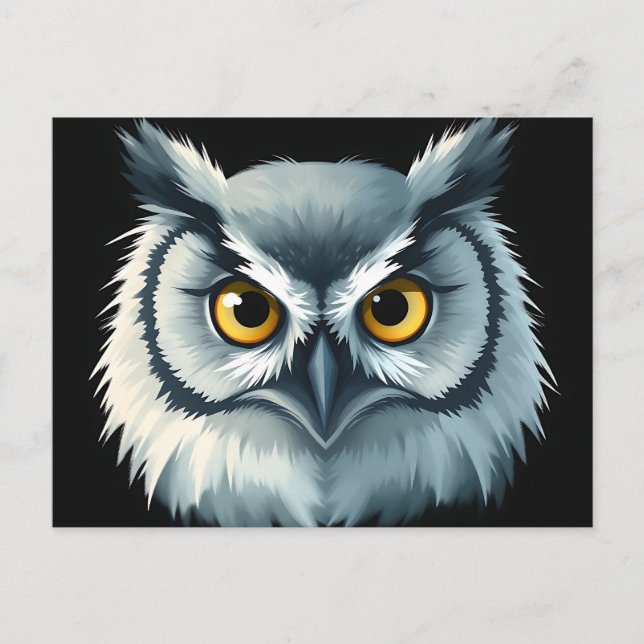 Carte Postale Chouette bouffée aux yeux expressifs (Devant)