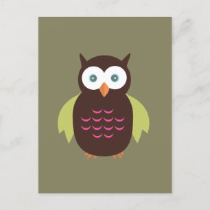Carte Postale Chouette Brown et verte