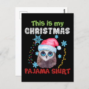 Carte Postale Chouette C'Est Ma Chemise De Pyjama De Noël