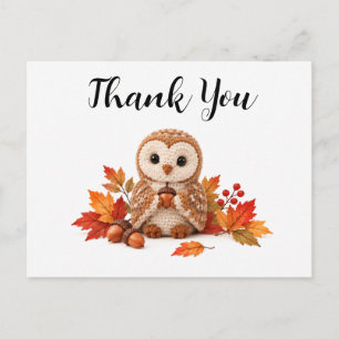 Carte Postale Chouette de grange au crochet Merci d'automne
