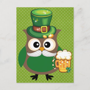 Carte Postale Chouette de la Saint-Patrick