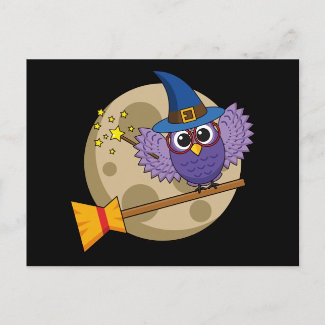 Carte Postale Chouette de l'Assistant de dessin animé volant sur (Devant)