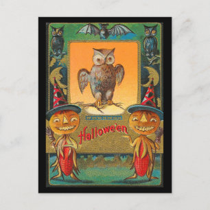 Carte Postale Chouette d'Halloween vintage