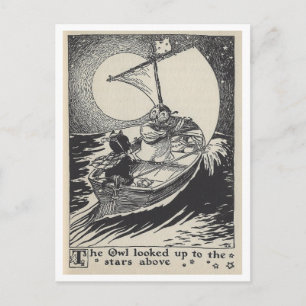 Carte Postale Chouette d'illustration vintage du livre en voilie
