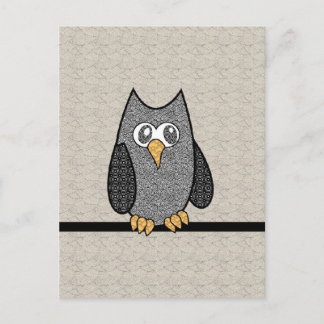 Carte Postale Chouette en écaille, noir et blanc avec Arrière -