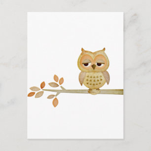 Carte Postale Chouette endormie dans l'arbre