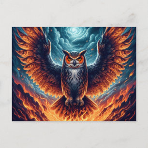Carte Postale Chouette flamboyante Phoenix Ascension