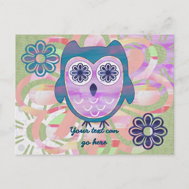 Carte Postale chouette florale mignonne (Devant)