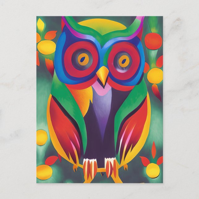 Carte Postale Chouette holographique couleur mignonne (Devant)