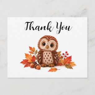 Carte Postale Chouette hulotte au crochet Merci