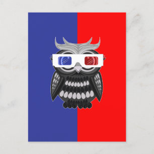 Carte Postale Chouette - Lunettes 3D