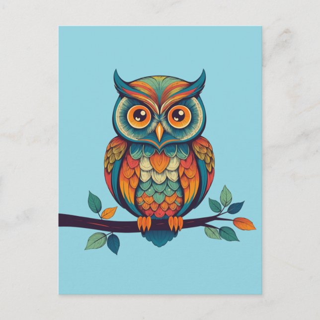 Carte Postale Chouette Mandala (Devant)