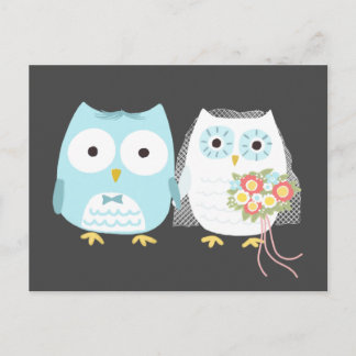 Carte Postale Chouette Mariage mariée et fille mignonne couple