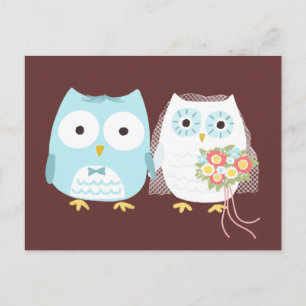 Carte Postale Chouette Mariage mariée et fille mignonne couple m