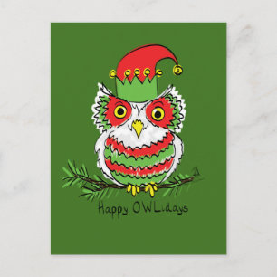 Carte Postale Chouette Noël mignonne Enfants amusants