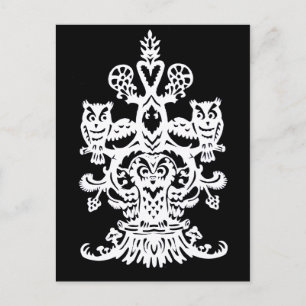 Carte Postale Chouette noir creux