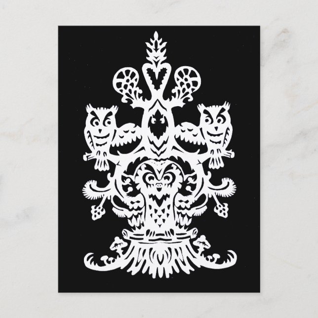 Carte Postale Chouette noir creux (Devant)