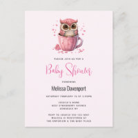 Chouette rose mignonne dans un Baby shower de coup