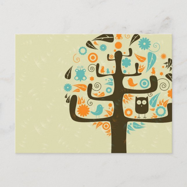 Carte Postale Chouette sur un membre d'arbre (Devant)