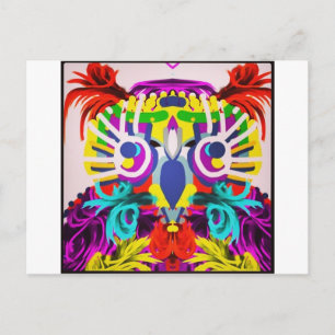 Carte Postale Chouette Tribale Aux Nombreuses Couleurs