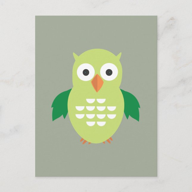Carte Postale Chouette verte et verte (Devant)