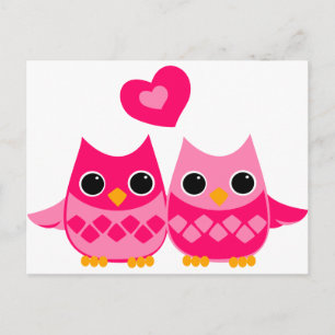 Carte Postale Chouettes d'amour douces